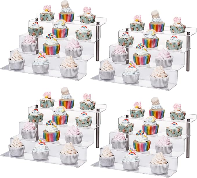 Acrylic Riser Shelf 4 Tier Clear Display Stand by CECOLIC