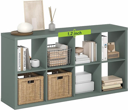 Furinno Cubicle 8-Cube Book Shelf, Extra Thick Frame Bookshelf, Sage Green | by Furinno-FitsYourSpaceFitsYourBudget