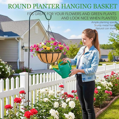 Hanging Planters for Outdoor Plants 4 Pack 14 inch Metal Hanging Flower Basket - Image 2