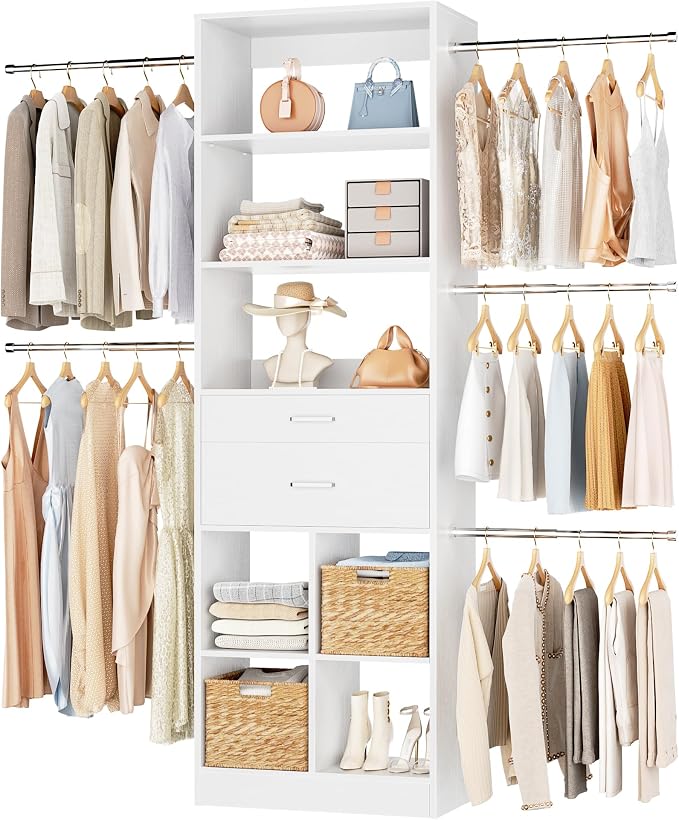 Besiost Small Closet System, 3.2-6.8FT Small Closet Organizer by Besiost