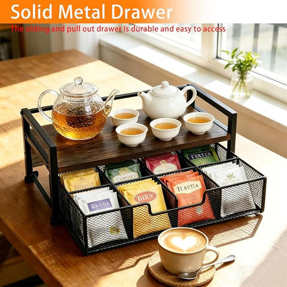 Tea Bag Organizer for Kitchen Countertop, Wooden Tea Box Organizer - Image 6