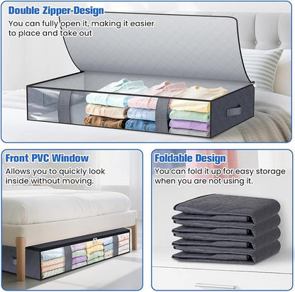 Under Bed Storage Containers, 2 Pack Blanket Storage Bags, Collapsible Storage - Image 4