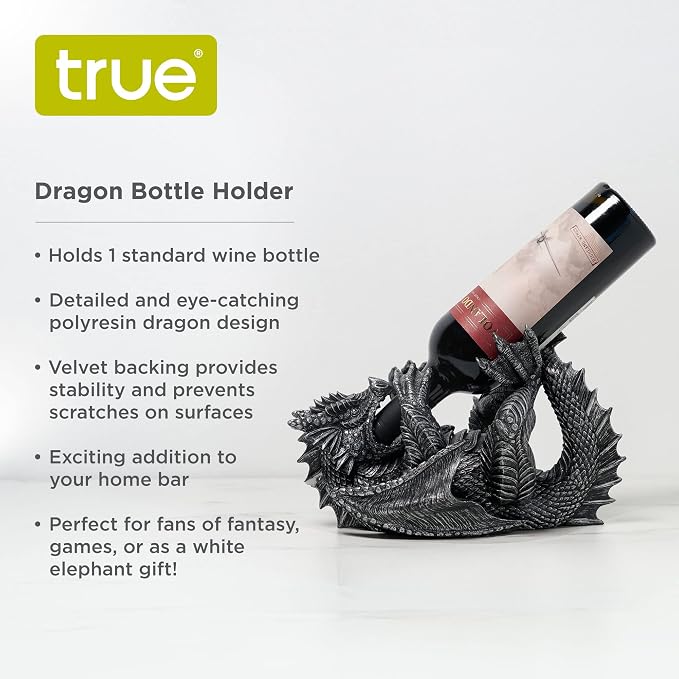 True 10143 Polyresin Dragon Wine Bottle Holder Decorative, Single Wine Bottle - Image 4