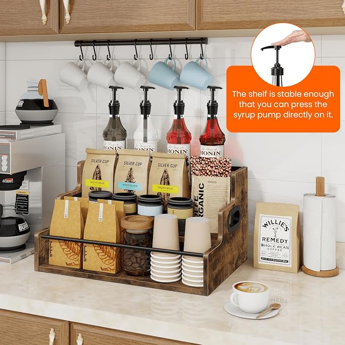 Homode Liquor Bottle Display Shelf, 3 Step Coffee Syrup Rack Organizer - Image 5