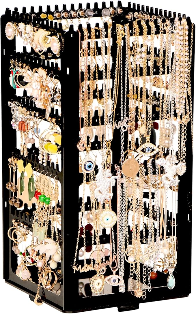 17Dec 360 Rotating Earring Holder Organizer Stand, 5 Tiers Acrylic Jewelry by 17Dec
