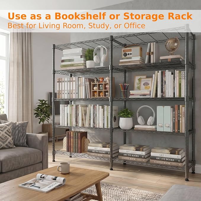 Homdox 5-Tier Adjustable Metal Storage Shelves, Space-Saving Corner Rack - Image 6