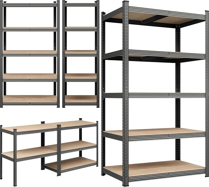 Yaheetech 5-Tier Heavy Duty Storage Shelves 35.5"W x 16"D x 71"H Dark Gray | - Image 8