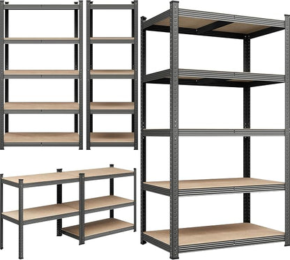 Yaheetech 5-Tier Heavy Duty Storage Shelves 35.5"W x 16"D x 71"H Dark Gray | - Image 8