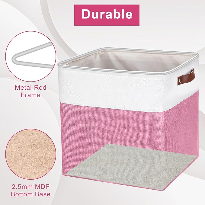 13x13 Cube Storage Bins, Collapsible Fabric Storage Box, 4 Pack Closet Baskets - Image 4