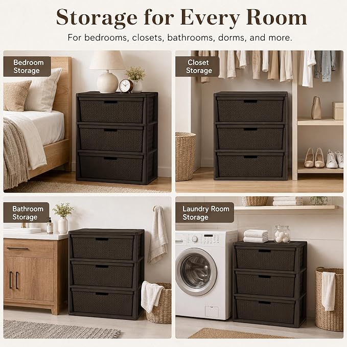 3 Drawer Storage Organizer, Plastic Drawer Organizer Tower, Closet Storage - Image 9