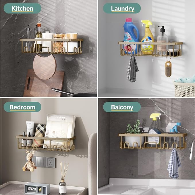 Veken Shower Caddy 6-Pack, No Drilling & Rustproof, Waterproof Adhesive Shelves - Image 7