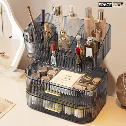 Makeup Organizer with Drawers and 360° Rotating Brush Holder, Large Capacity - Image 5
