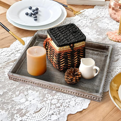 Wooden Decorative Tray, Rectangular Serving Tray - Image 3
