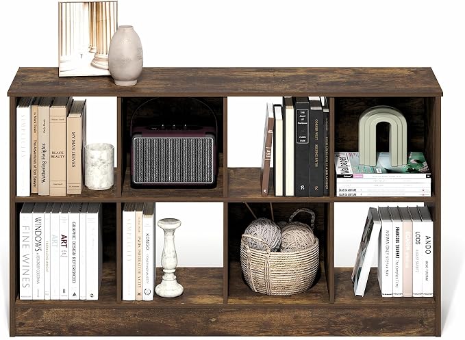 Furinno Jensen Book Shelf, 8-Cube Farmhouse Bookshelf, Display Bookcase - Image 4