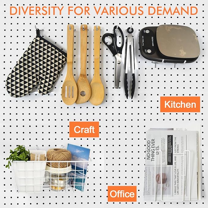 Pegboard Basket Organizers, Peg Board Large Baskets Hooks Bins Cups Tool - Image 4