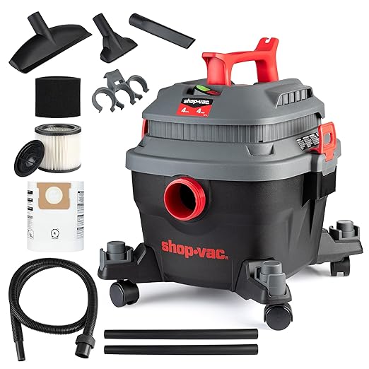 Shop-Vac 5430096 Wet/Dry Vacuum, 4 Gallon, 4 Peak HP, 1.25 Inch Diameter x 7 by Shop-Vac