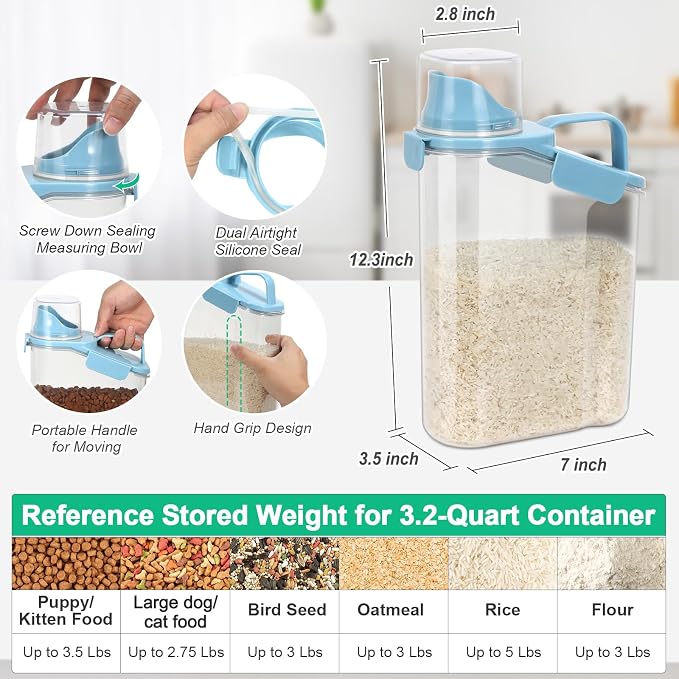 TBMax 2 Pack Rice Container Cereal Storage Container 3.2 Quarts, Kitchen Pantry - Image 2