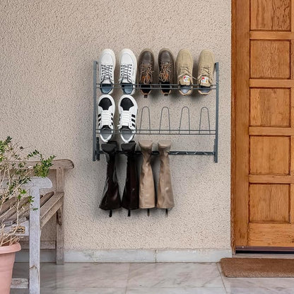 MyGift Premium Urban Gray Metal Hanging Shoe Rack - Image 4