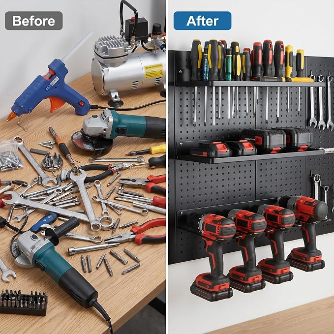 4pcs Tool Holder Set with Charging Station, Power Tools Organizer Wall Mount - Image 4