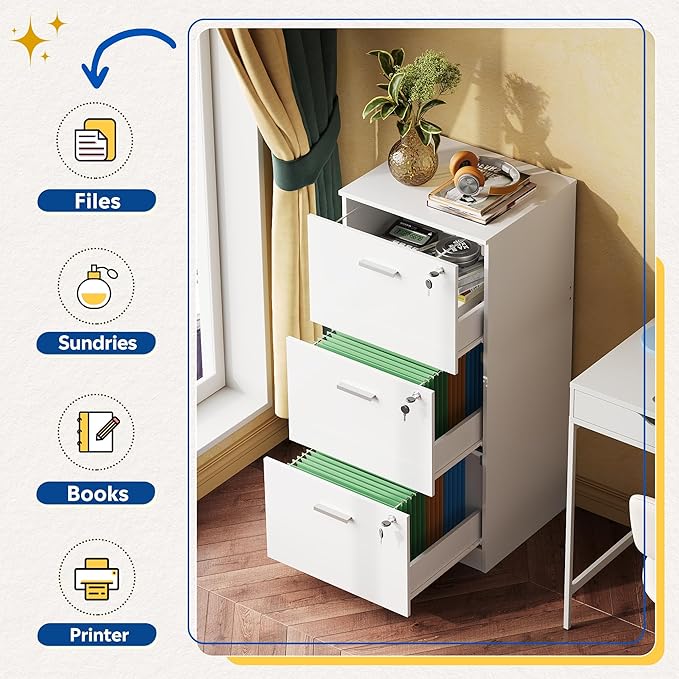 DEVAISE 3 Drawer Wood File Cabinet - Image 4