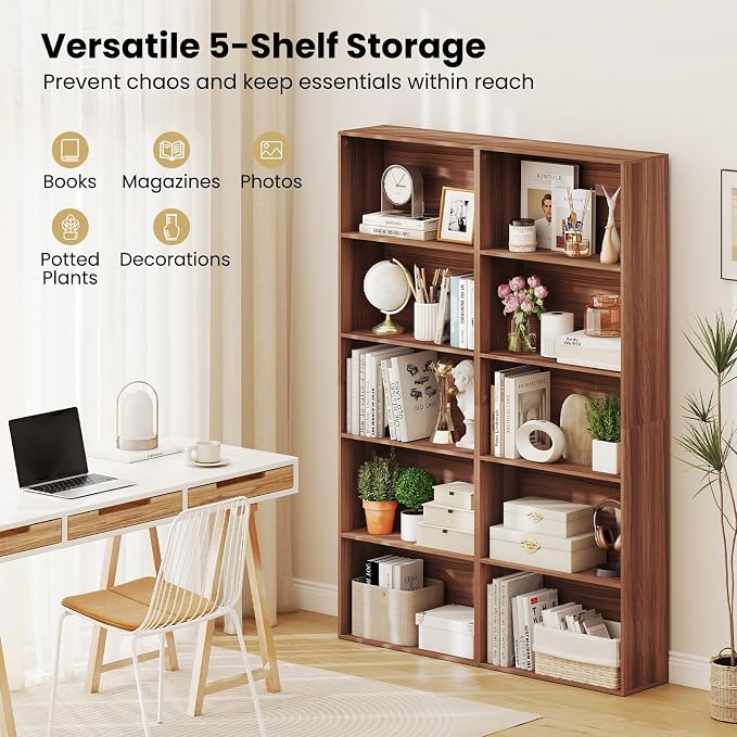 Giantex 5-Tier Bookshelf, Freestanding Bookcase - Image 4