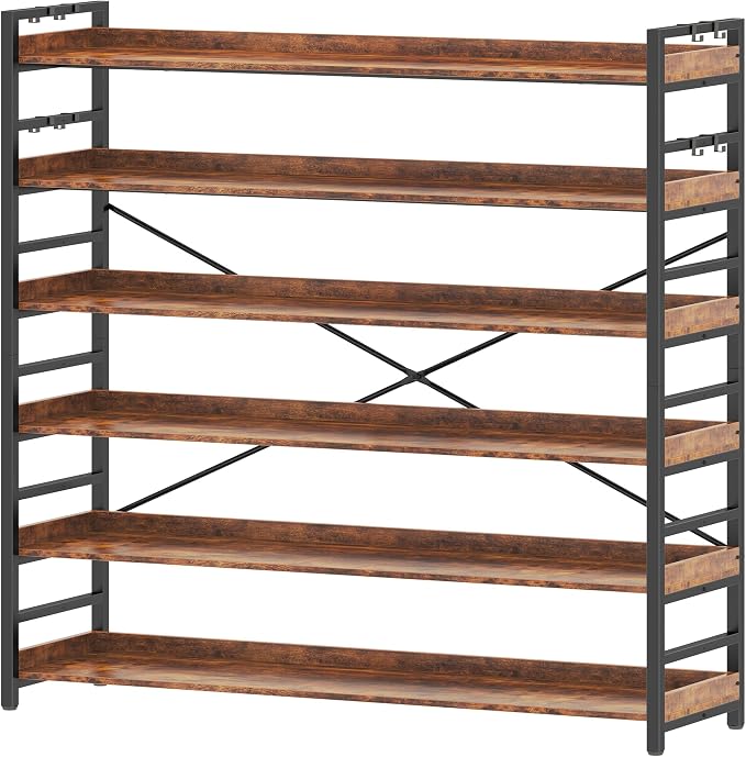 HCHQHS 6 Tier Bookshelf, Adjustable Industrial Bookcase, Vertical Tall Book by HCHQHS