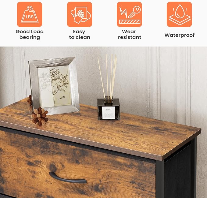 Tall Dresser, Wide Vertical Fabric Storage Tower, 5 Drawer | Sturdy Steel Frame - Image 8