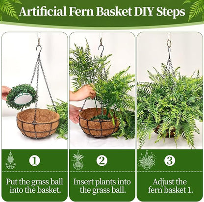 Fake Hanging Plants Fern Baskets, Artificial Ferns - Image 7