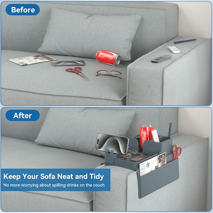 Couch Arm Cup Holder CLESOO Couch Arm Tray Anti-Slip Couch Cup Holder Silicone - Image 7