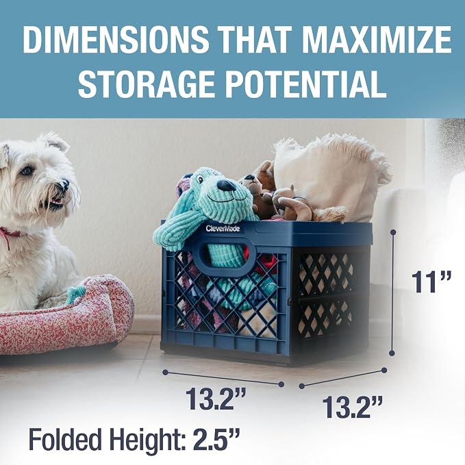 CleverMade Collapsible Milk Crate, 3PK - 25L Stackable Storage Bins - Image 4