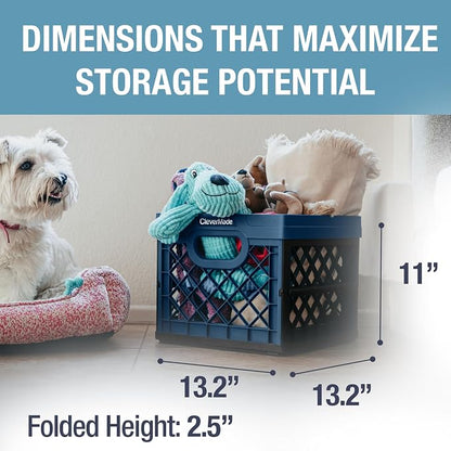 CleverMade Collapsible Milk Crate, 3PK - 25L Stackable Storage Bins - Image 4