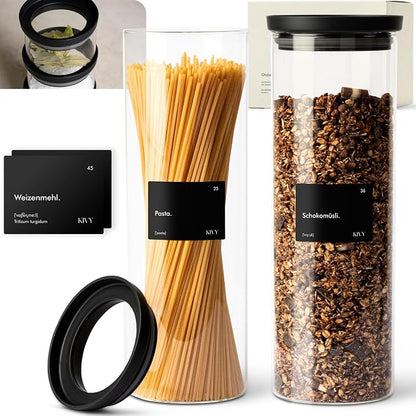 KIVY Airtight glass jars with transparent Glass Lid Glass airtight food storage by KIVY