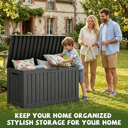 Outdoor Storage Box, 90 Gallon Resin Deck Box Waterproof, Lock Patio Storage - Image 5
