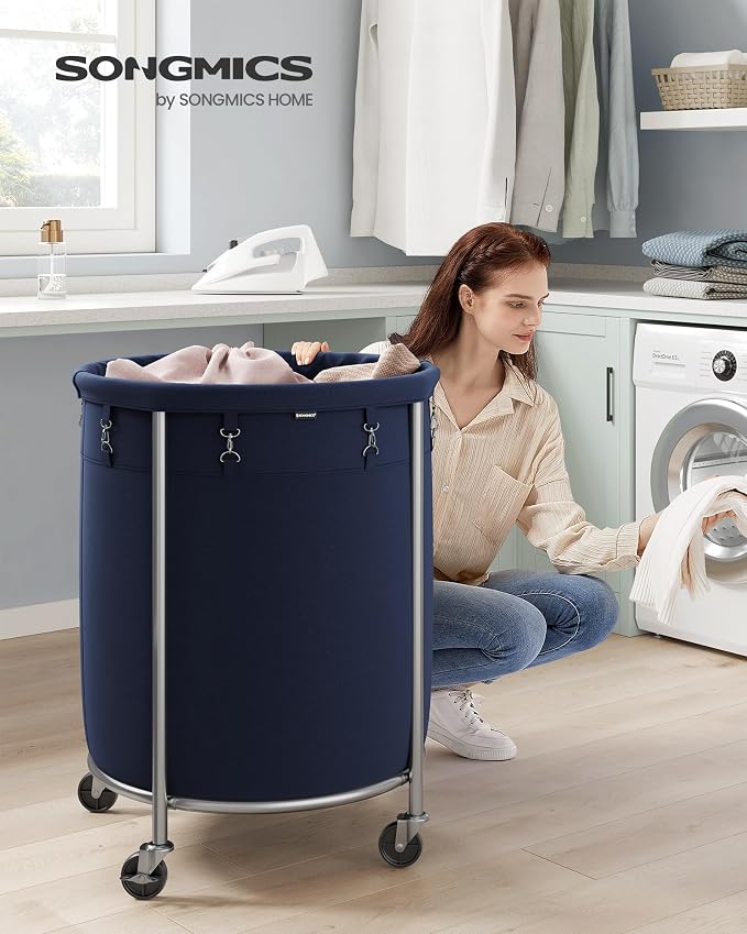SONGMICS Laundry Basket, Rolling Steel Frame - Image 2