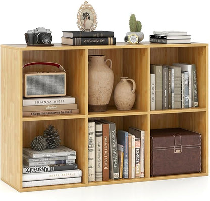 Giantex 6-Cube Bookcase, 3-Tier Cubby Bookshelf, Horizontal Vertical Display by Giantex