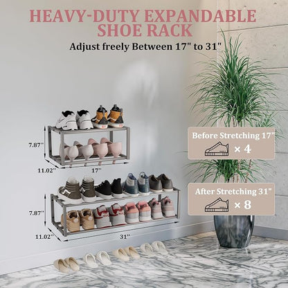 Expandable Wall Mounted Shoe Rack, Heavy Duty Metal Shoe Holder - Image 3