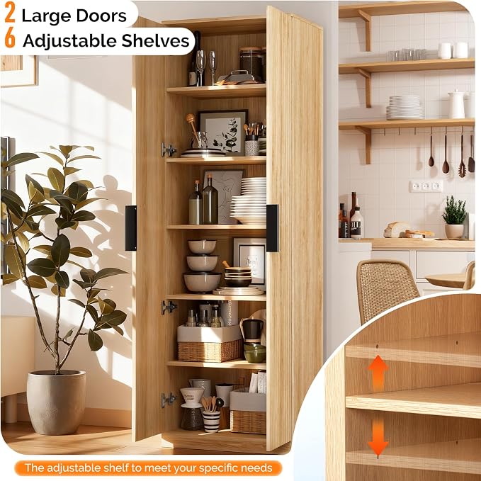 VINGLI 70" Modern Pantry Cabinet - Image 3