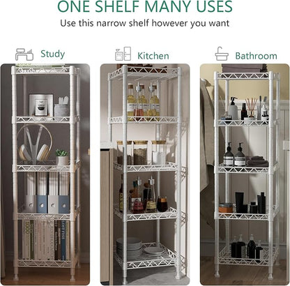 GIOTORENT 5 Tier Standing Shelving Metal Units, Adjustable Height Wire Shelf - Image 4