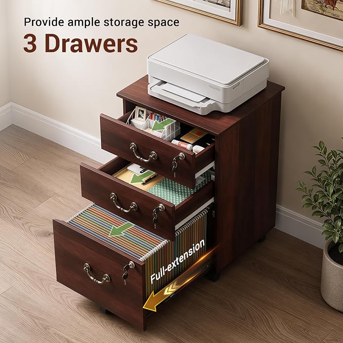 DEVAISE 3 Drawer File Cabinet - Image 7