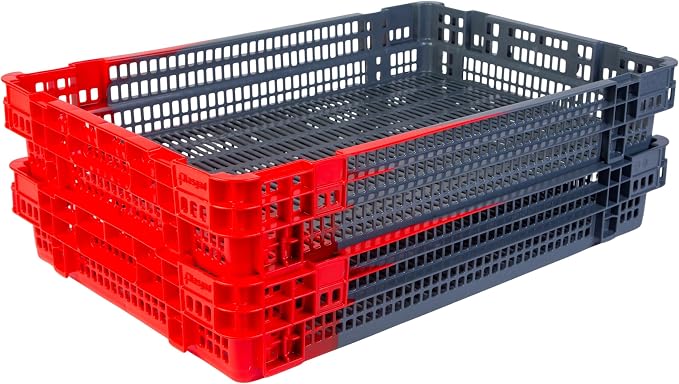 Hudson Exchange 23.5 x 15.75 x 4" Agricultural Nest and Stack Vented Crate - Image 5