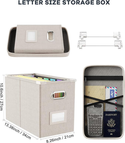 File Organizer With Lid, Hanging Filing Box With Mesh Pocket, Document Organizer - Image 2