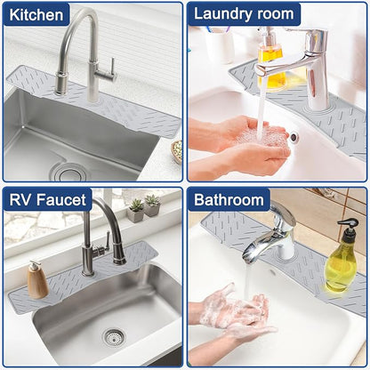 Meiliweser Faucet Mat for Kitchen Sink – 24” x 5.1” Extra-Long Silicone Splash - Image 7