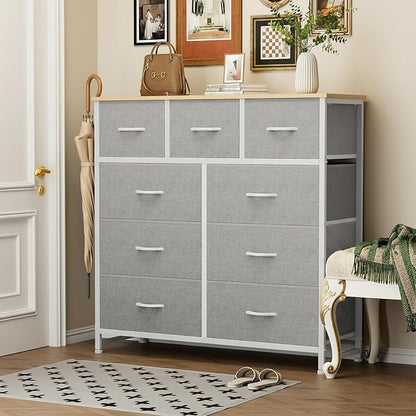 Sweetcrispy 9 Drawer Fabric Dresser Storage Tower Drawer Organizer, Easy-pull - Image 2
