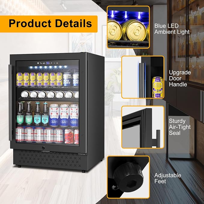 Beverage Refrigerator 24 Inch 200 Can Drink Fridge - Image 7
