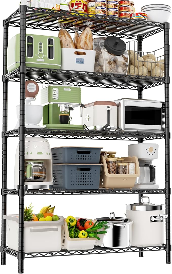 Storage Shelves Heavy Duty, 5-Tier Adjustable Metal Industrial Utility Shelf by ROOMTEC