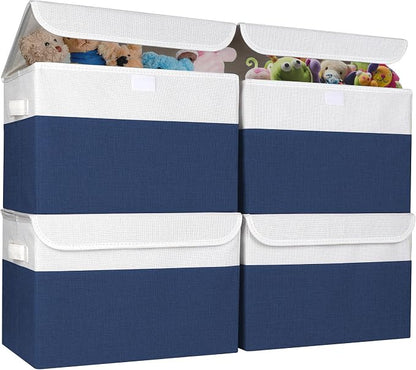 Large 22 Quart Linen Fabric Foldable Storage Bin Cube Organizer Basket by Bagnizer