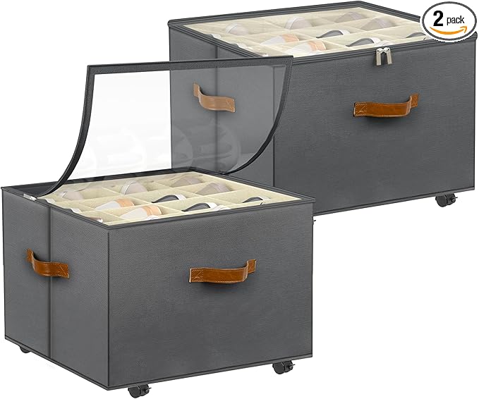 Foyego Shoe Organizer for Closet, 2 Pack Shoe Storage Organizer by Foyego