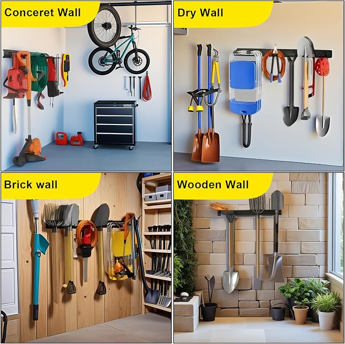 64'' Garage Tool Organizer Wall Mount, Garage Hooks Heavy Duty, Shovel Holder - Image 7