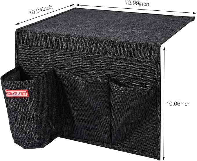 Zafit Linen 4 Pockets Bedside Caddy, Bedside Storage Organizer - Image 3