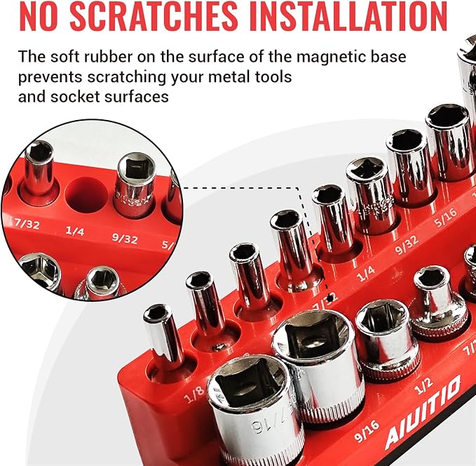 6-Piece Magnetic Socket Organizer Set, Magnetic Socket Holder Includes 1/4" - Image 3
